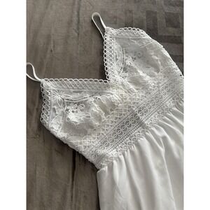 Ecowish Dress Womens Medium White Lace Tiered Ruffle Sundress Spaghetti Strap